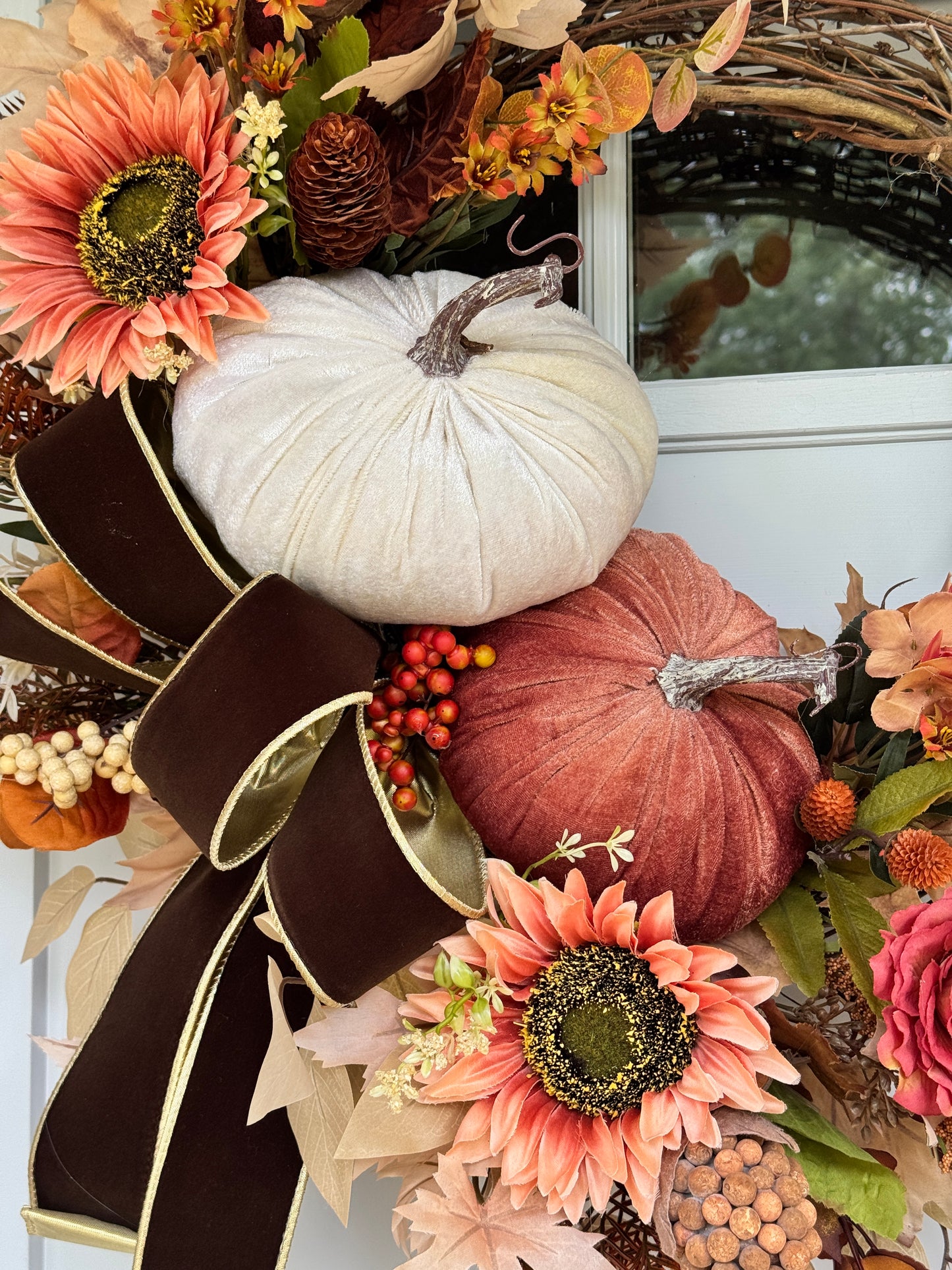 Rust & Cream Pumpkin Autumn Wreath