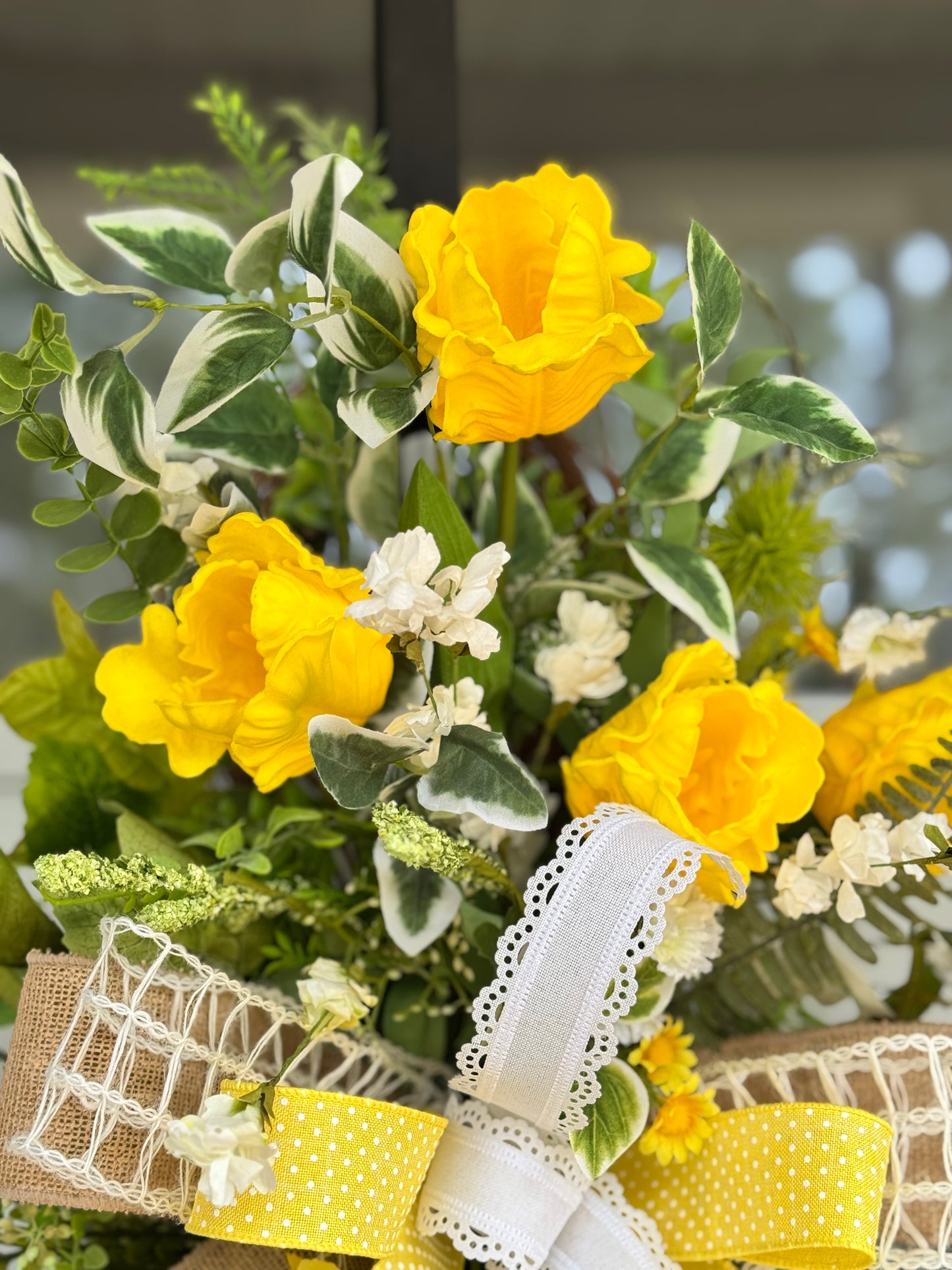 Yellow Tulip Angel Vine Loop Wreath