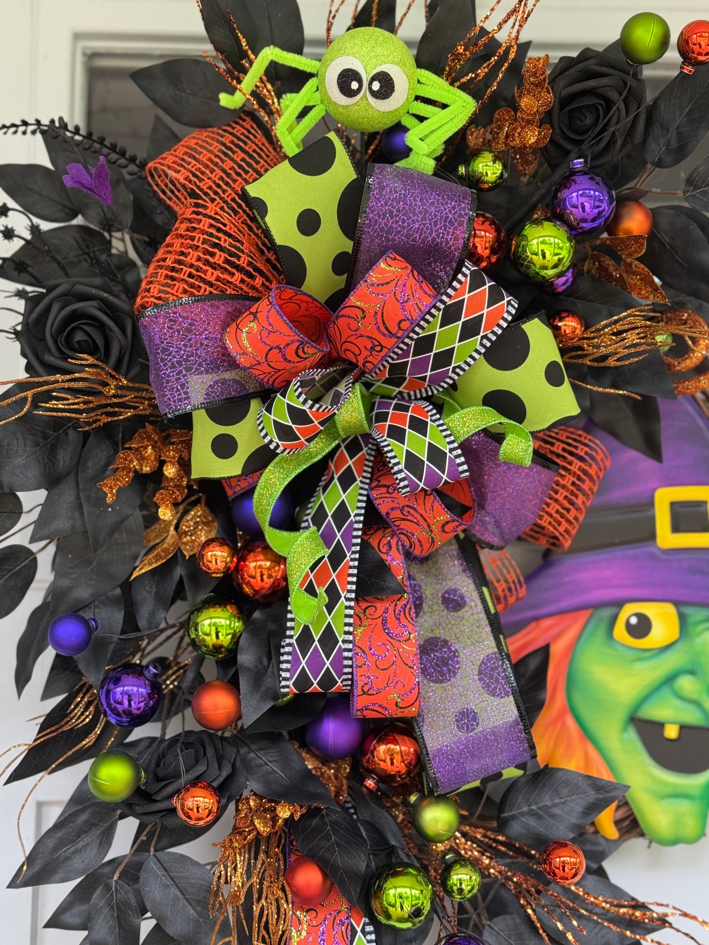 Halloween Witch and Spider Wreath