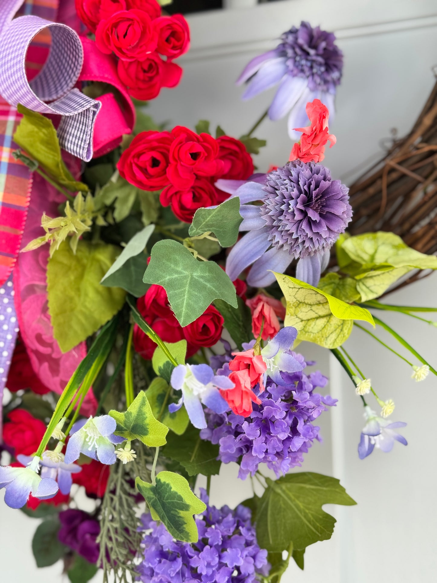 Hot Pink and Purple Floral Wreath