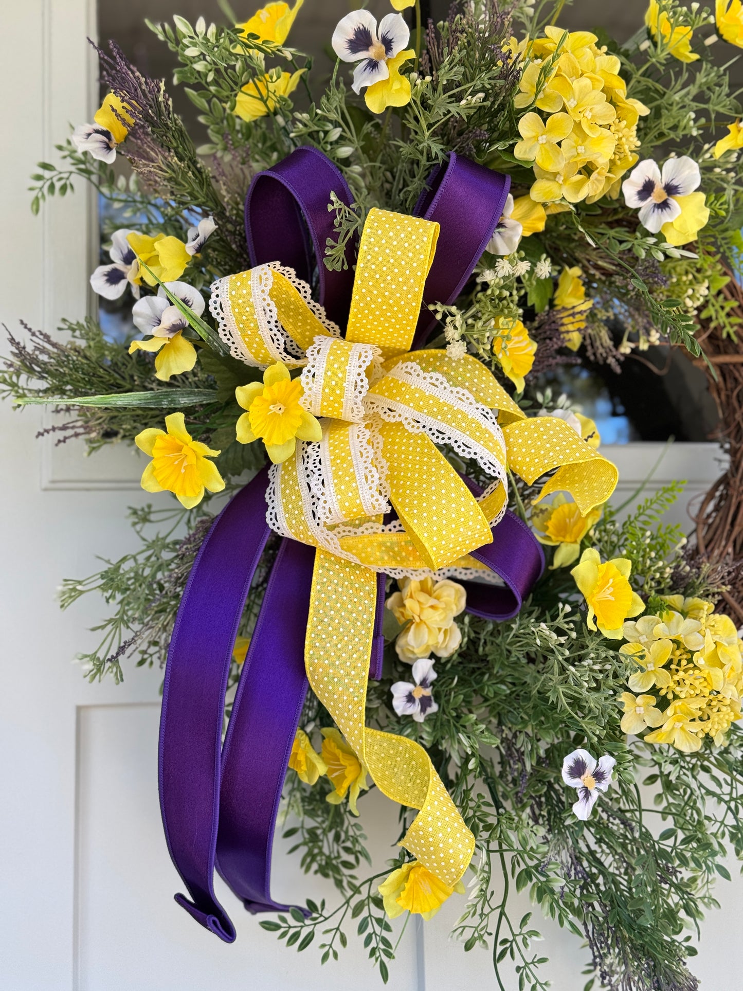 Purple and Yellow Hydrangea Floral Wreath