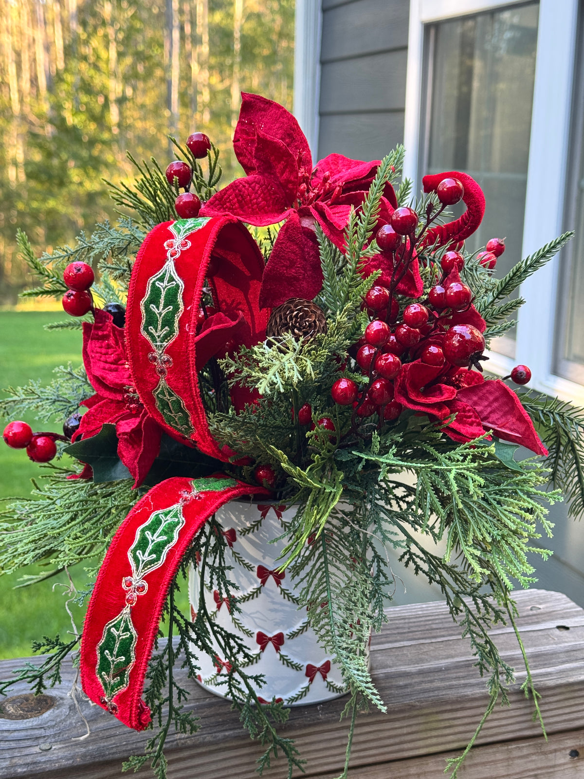Red Poinsettia Winter Floral Arrangement