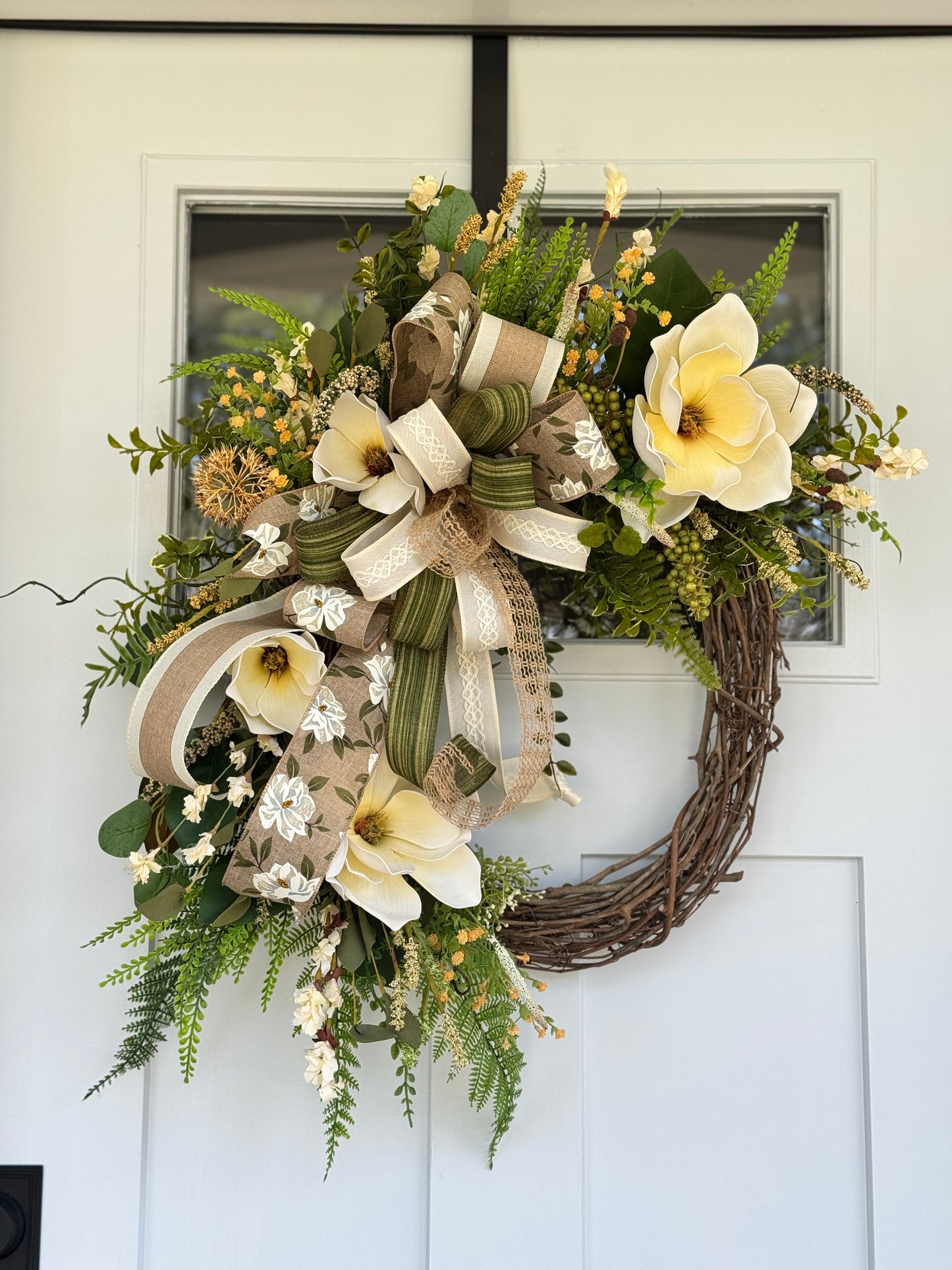 Elegant Southern Magnolia Floral Wreath