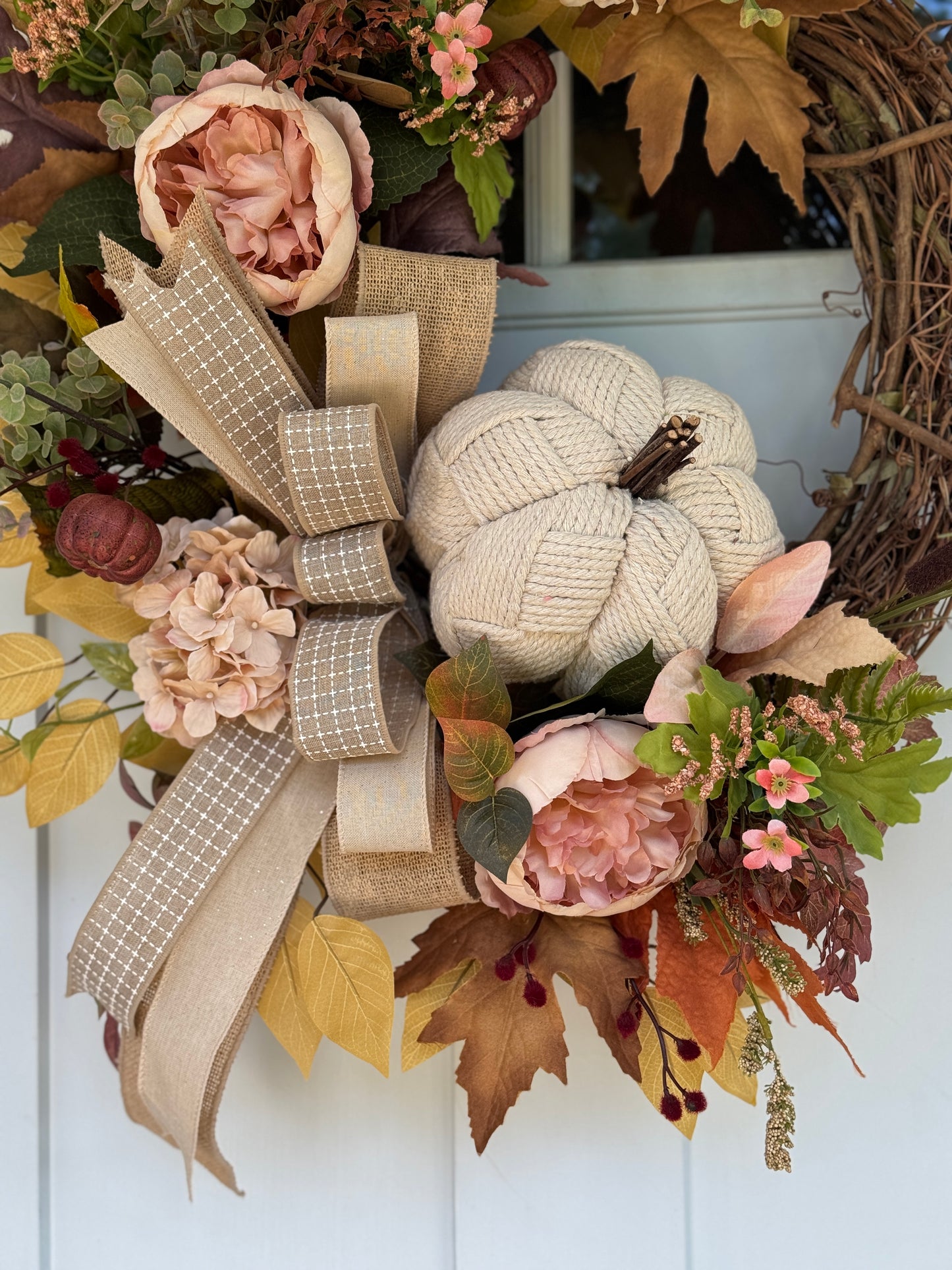 Neutral Boho Inspired Autumn Floral Wreath