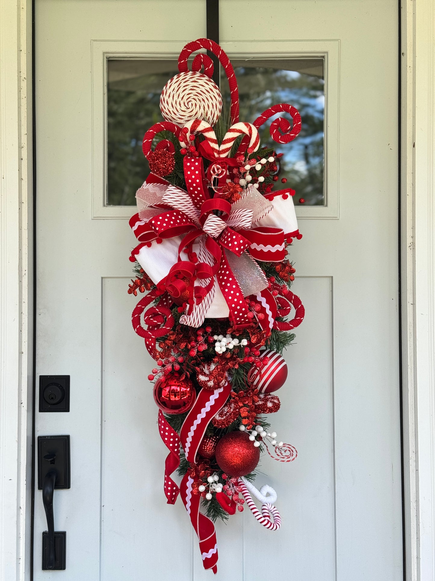 Peppermint Candy Cane Teardrop Wreath