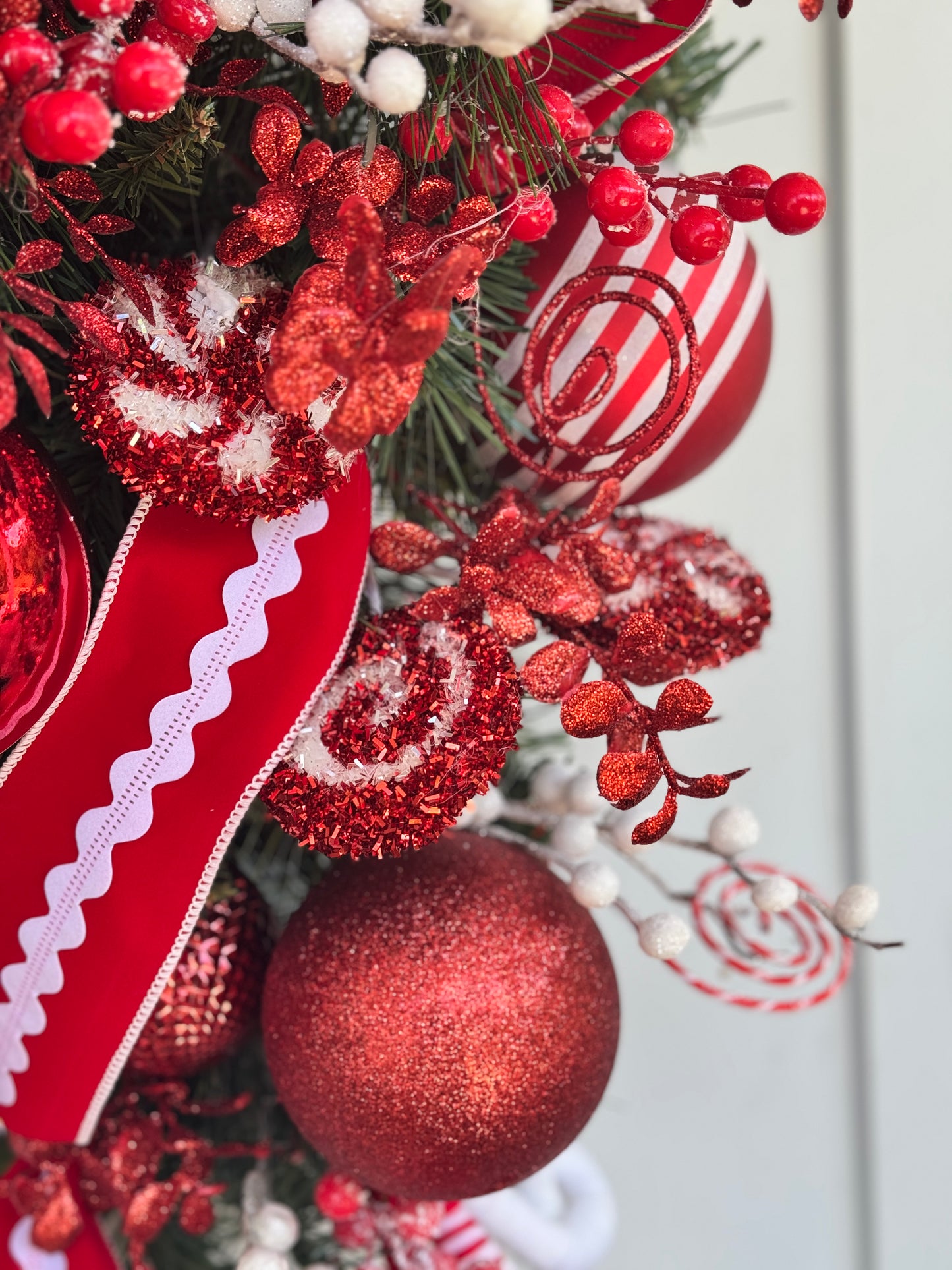 Peppermint Candy Cane Teardrop Wreath