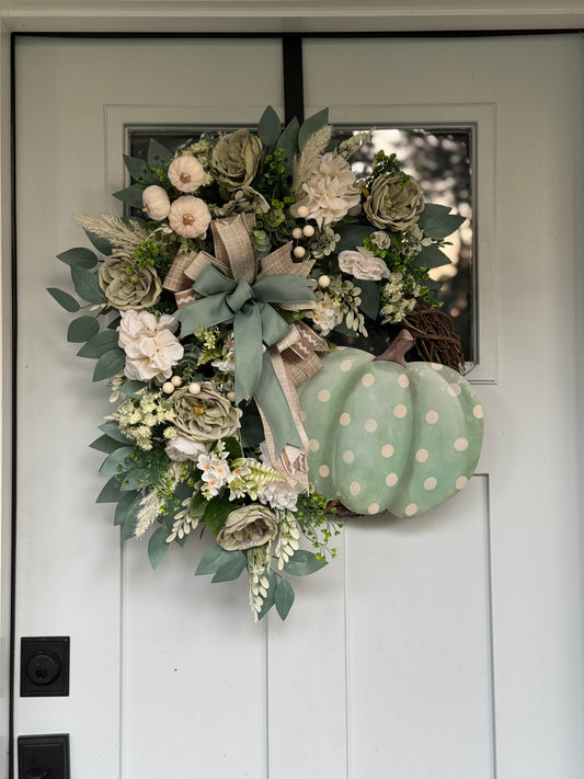 Elegant Sage and Cream Wreath