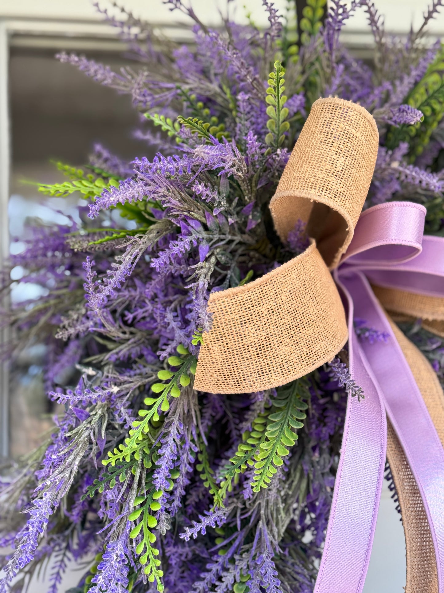 Lavender Everyday Wreath with Burlap Bow