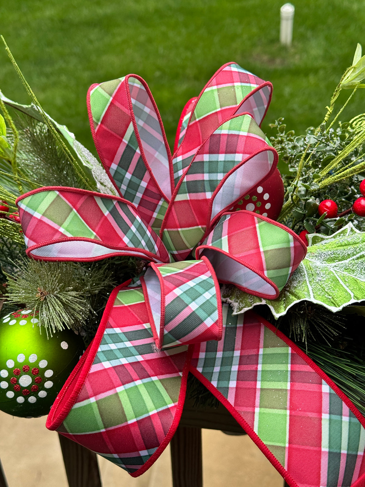 Vibrant Red & Lime Green Christmas Arrangement
