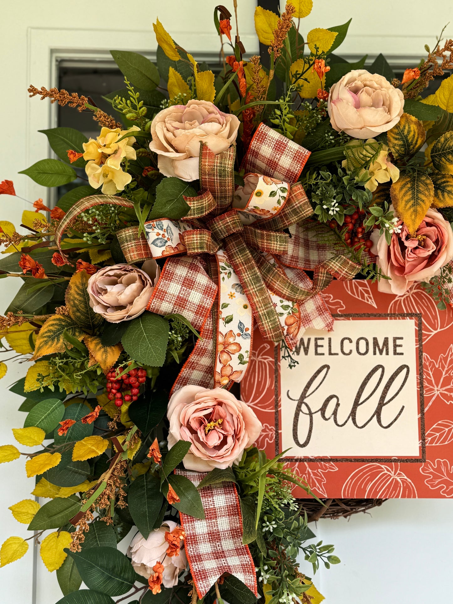 Large Neutral Tones Fall Floral Wreath