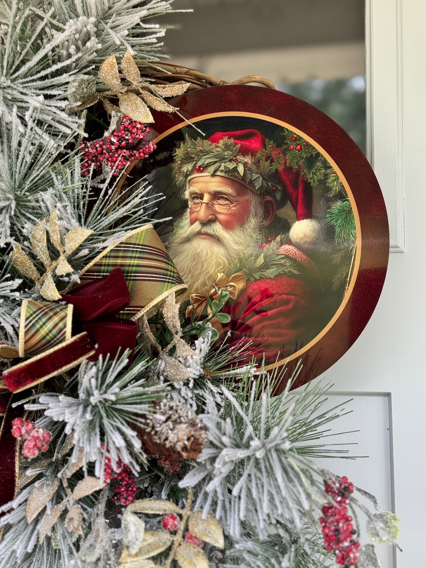 Vintage Santa Christmas Wreath