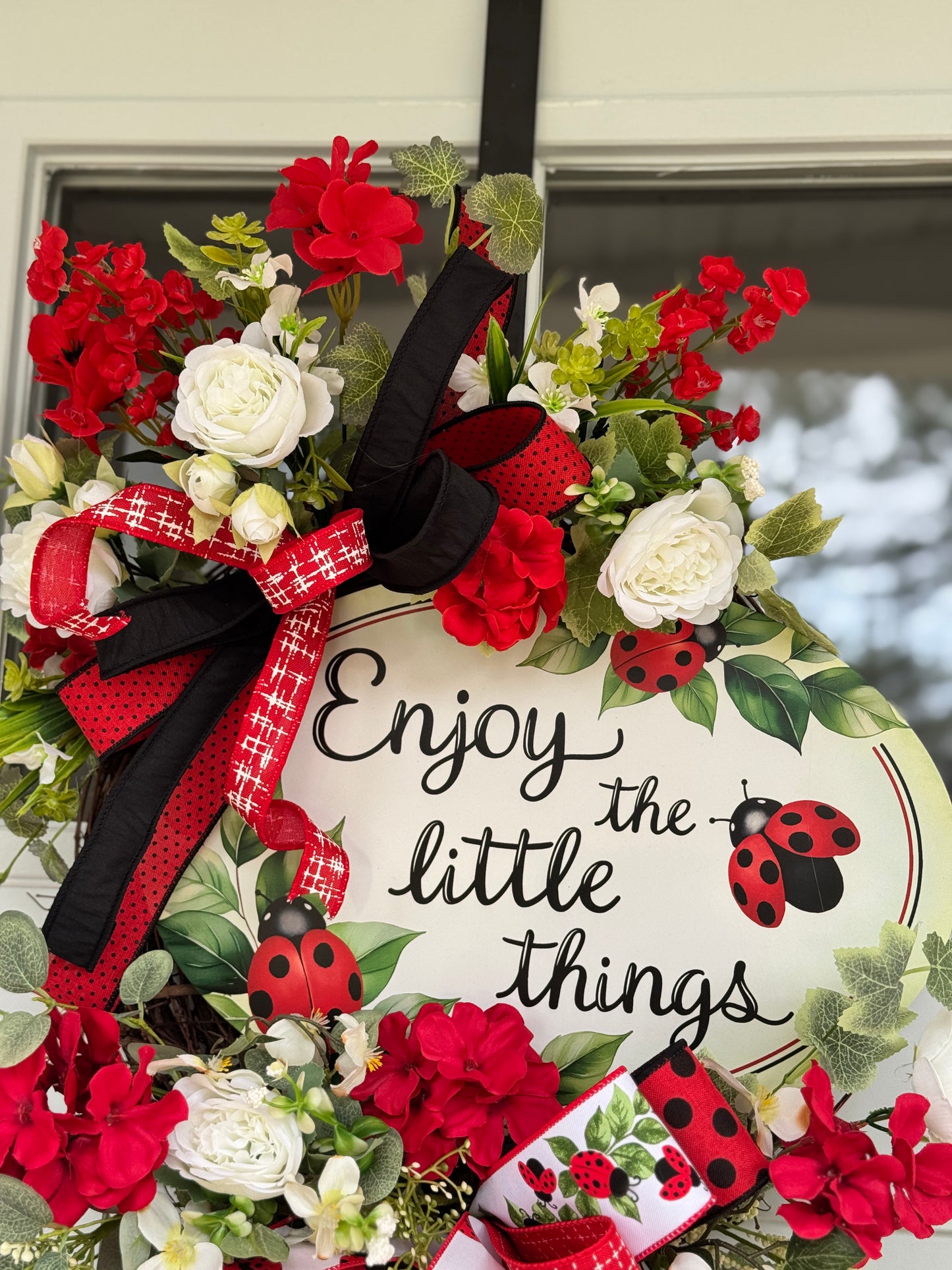Enjoy The Little Things Ladybug Wreath