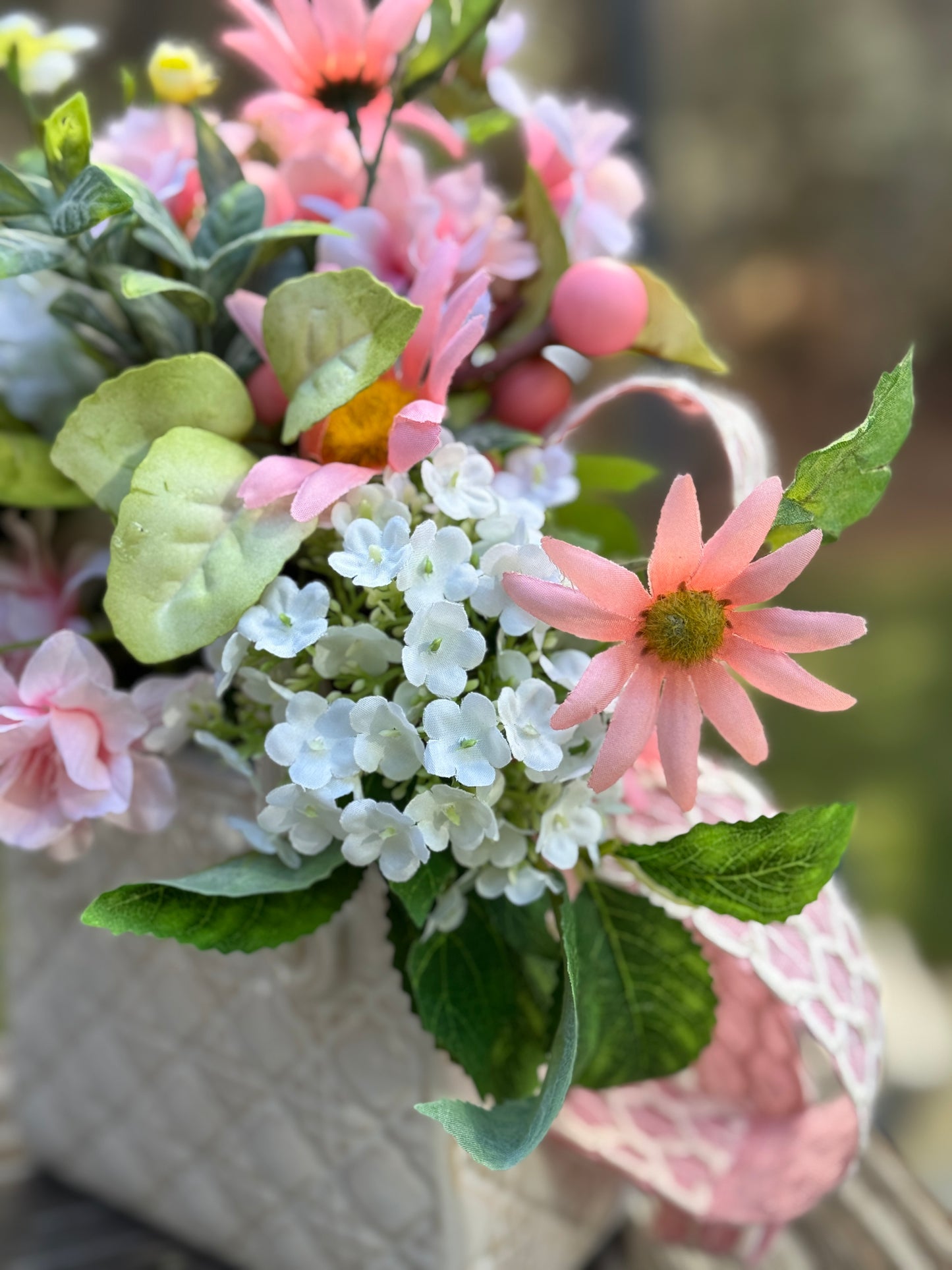 Elegant Floral Arrangement in White Quilted Vase