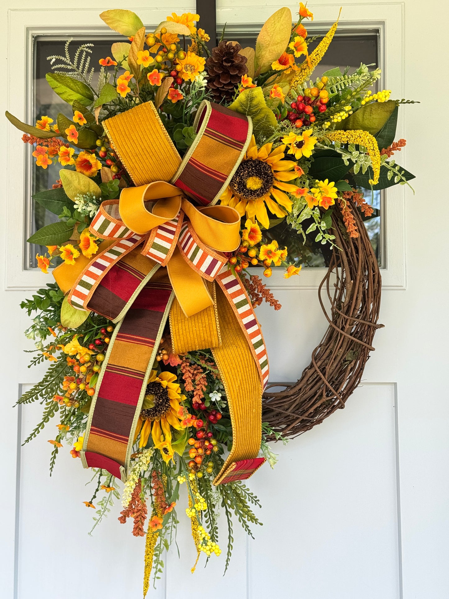 Golden Harvest Grapevine Wreath