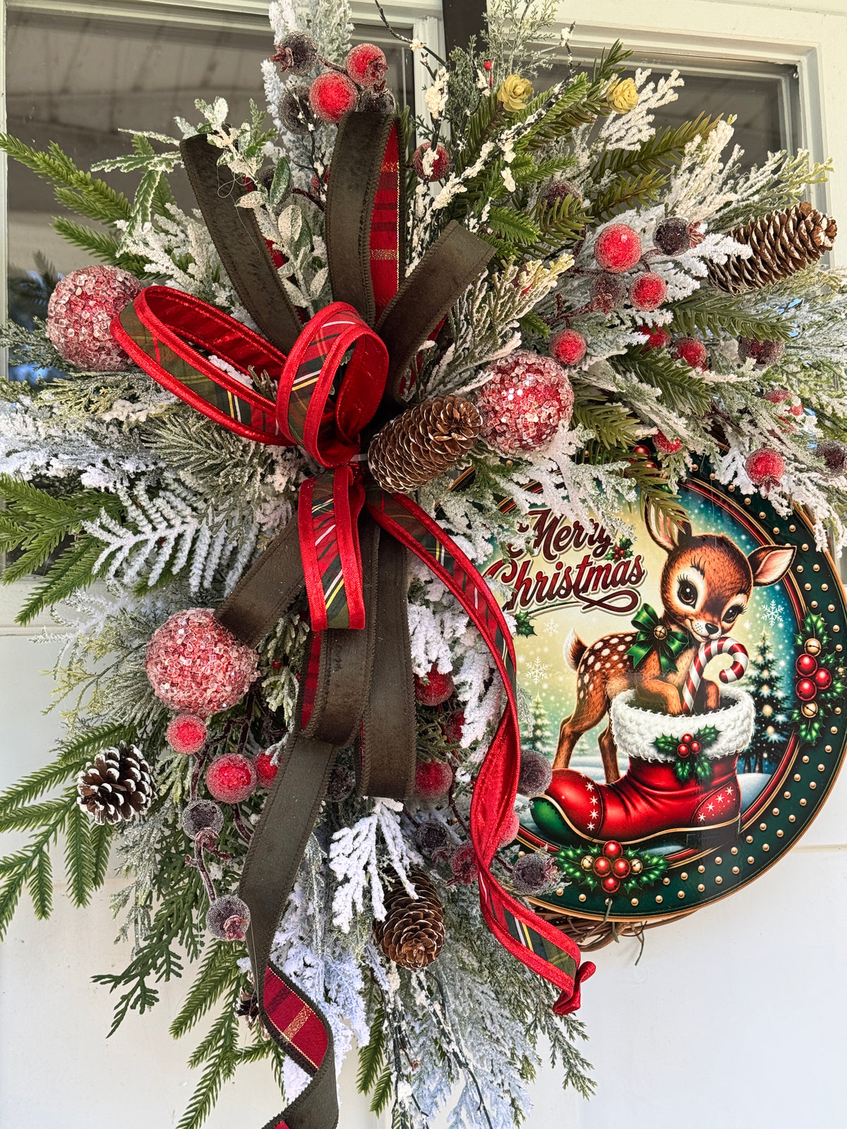 Adorable Deer “Merry Christmas” Wreath