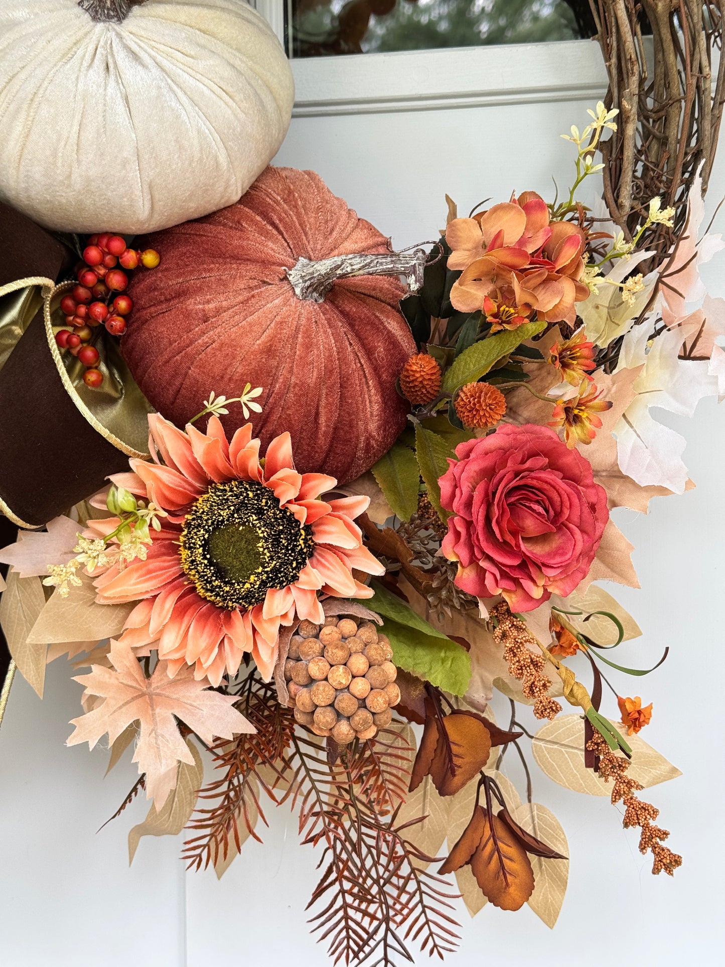 Rust & Cream Pumpkin Autumn Wreath