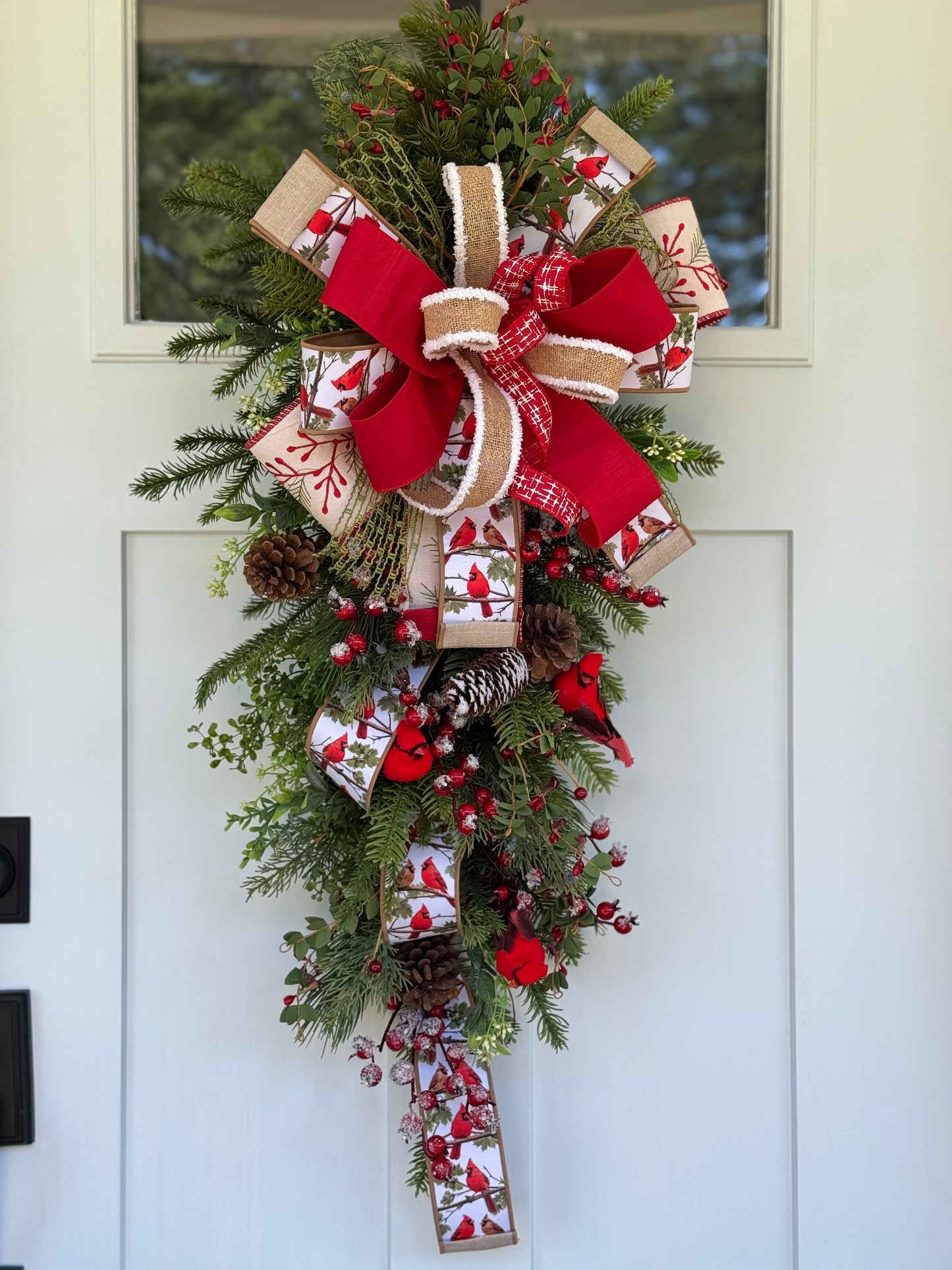Woodland Cardinal Winter/Holiday Door Swag