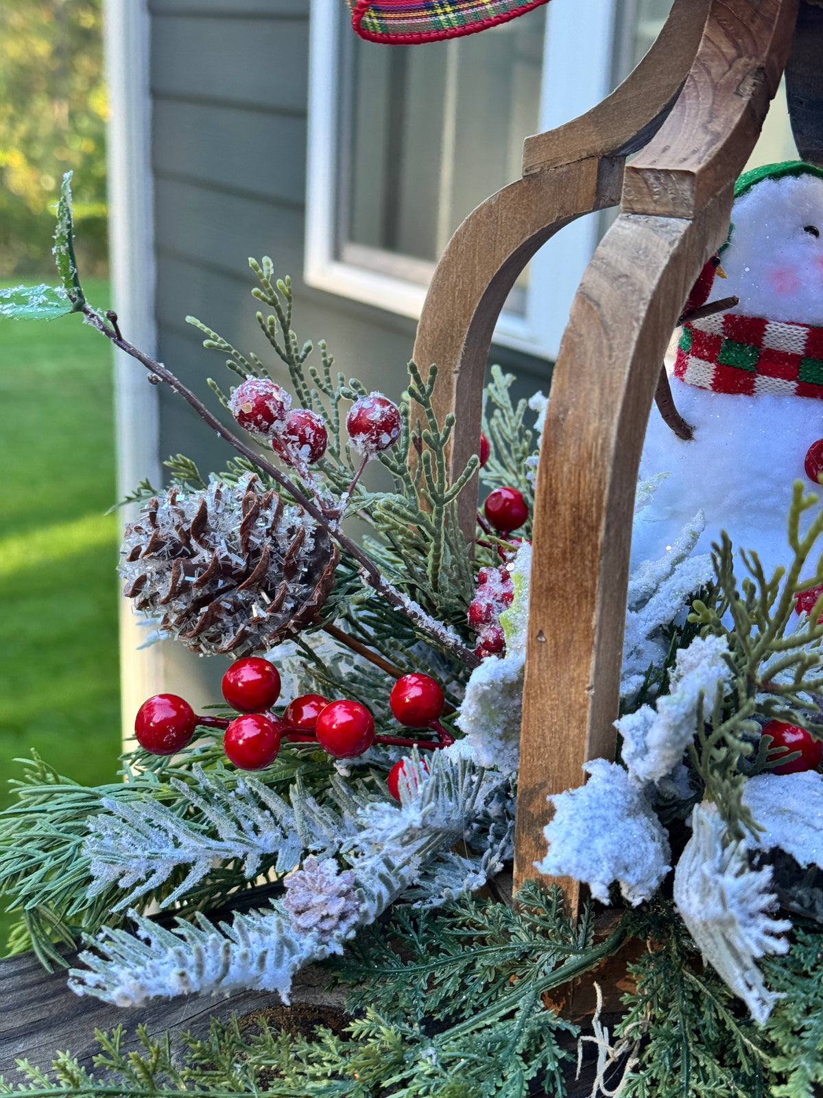 Winter Snowman with Cardinal Lantern