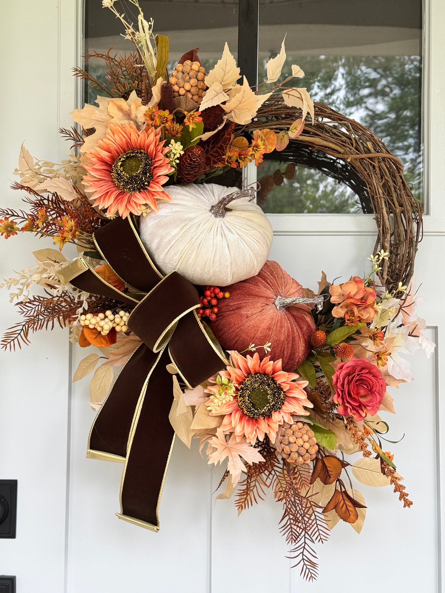 Rust & Cream Pumpkin Autumn Wreath