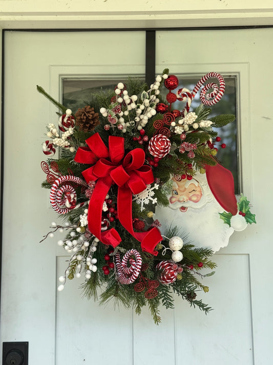 Winking Santa Holiday Wreath