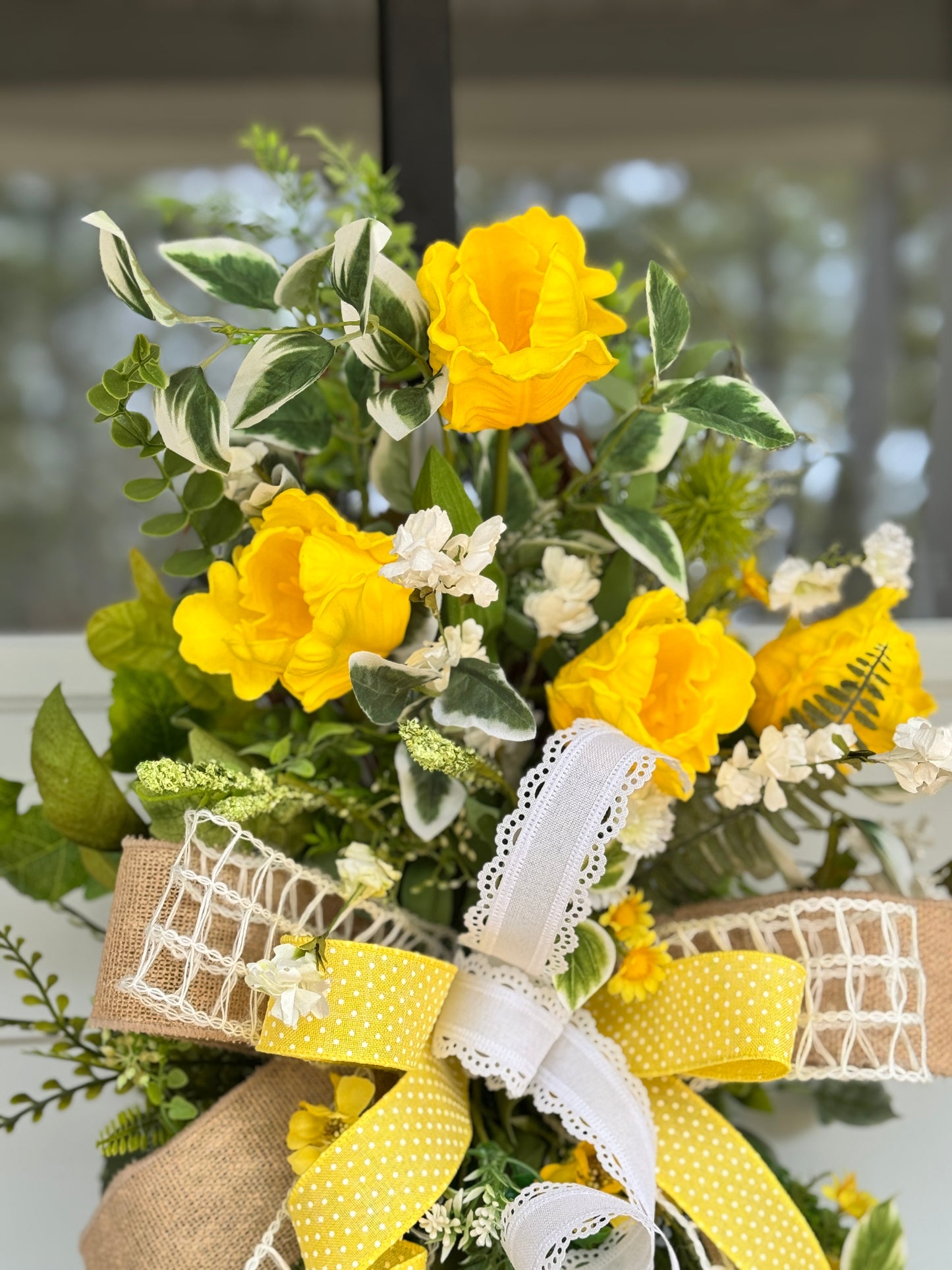 Yellow Tulip Angel Vine Loop Wreath