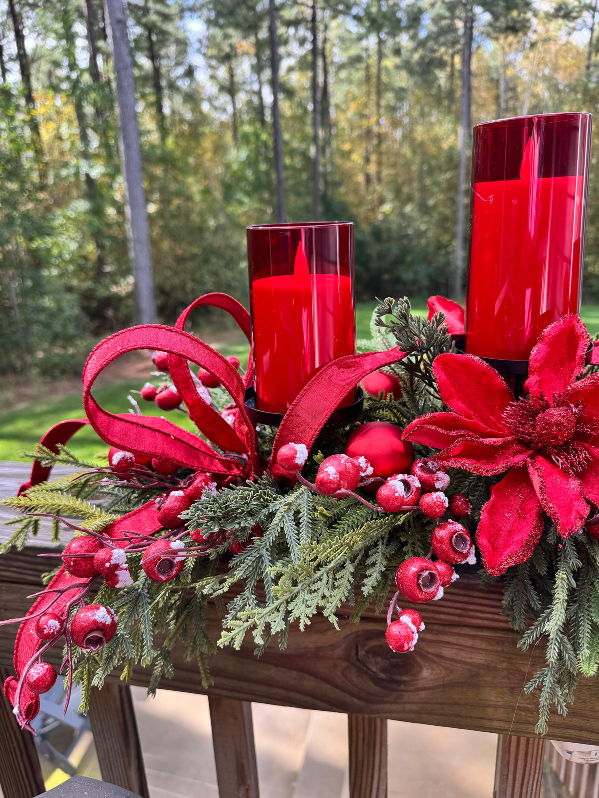 Red Poinsettia Christmas Centerpiece