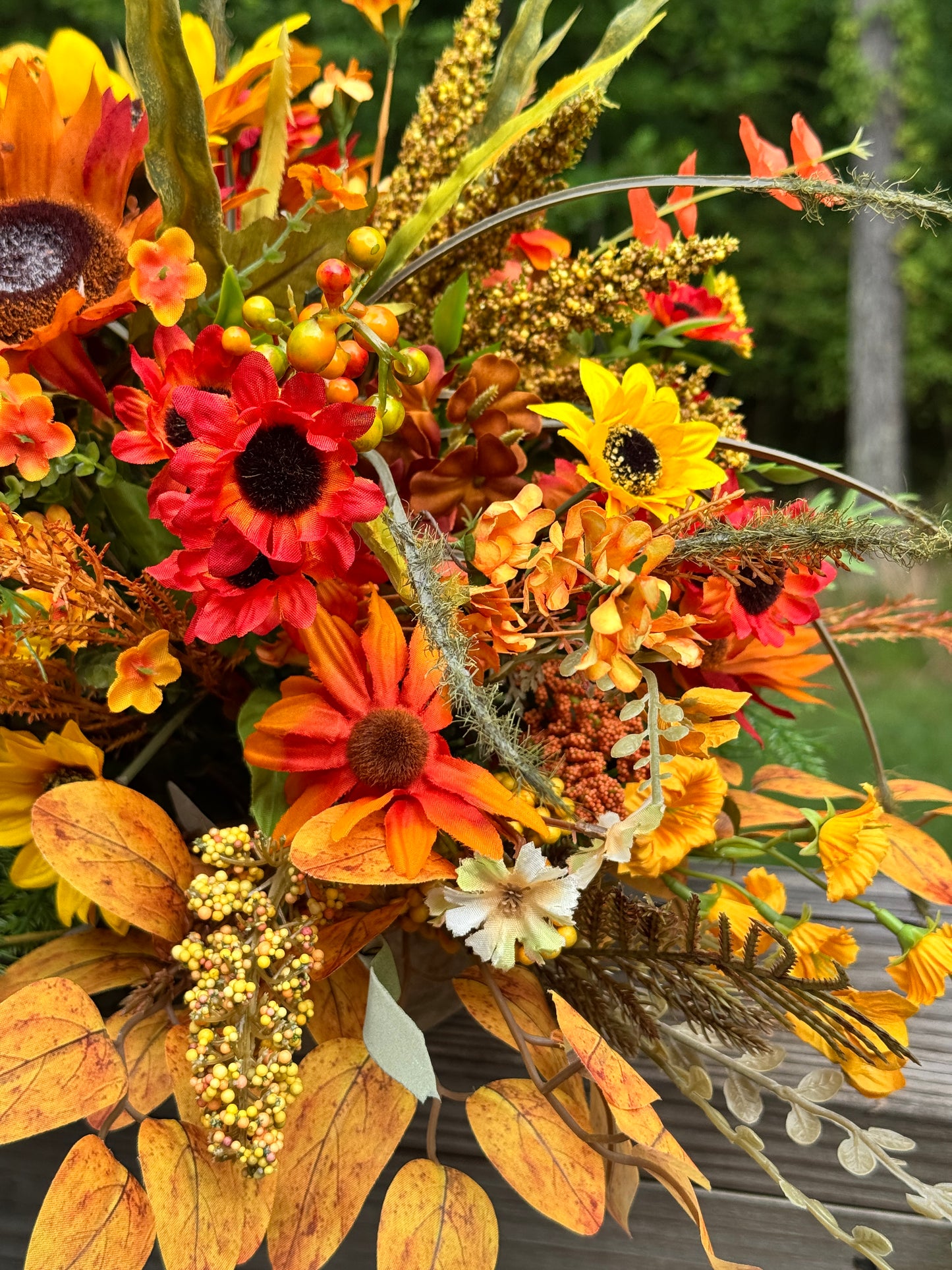 Fall Sunflower Dough Bowl Centerpiece