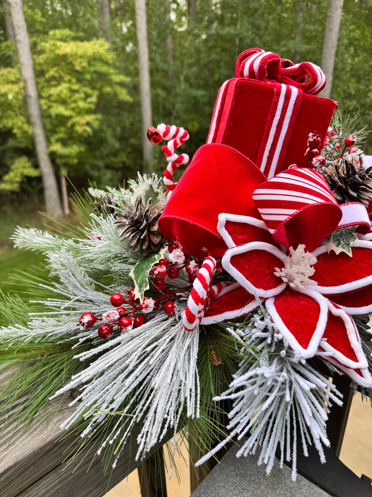 Red & White Peppermint Present Centerpiece