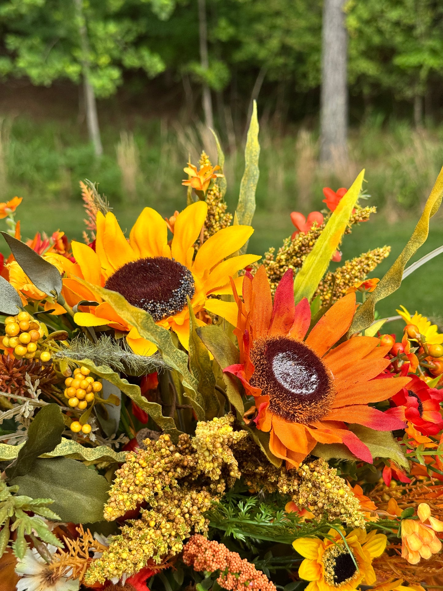 Fall Sunflower Dough Bowl Centerpiece