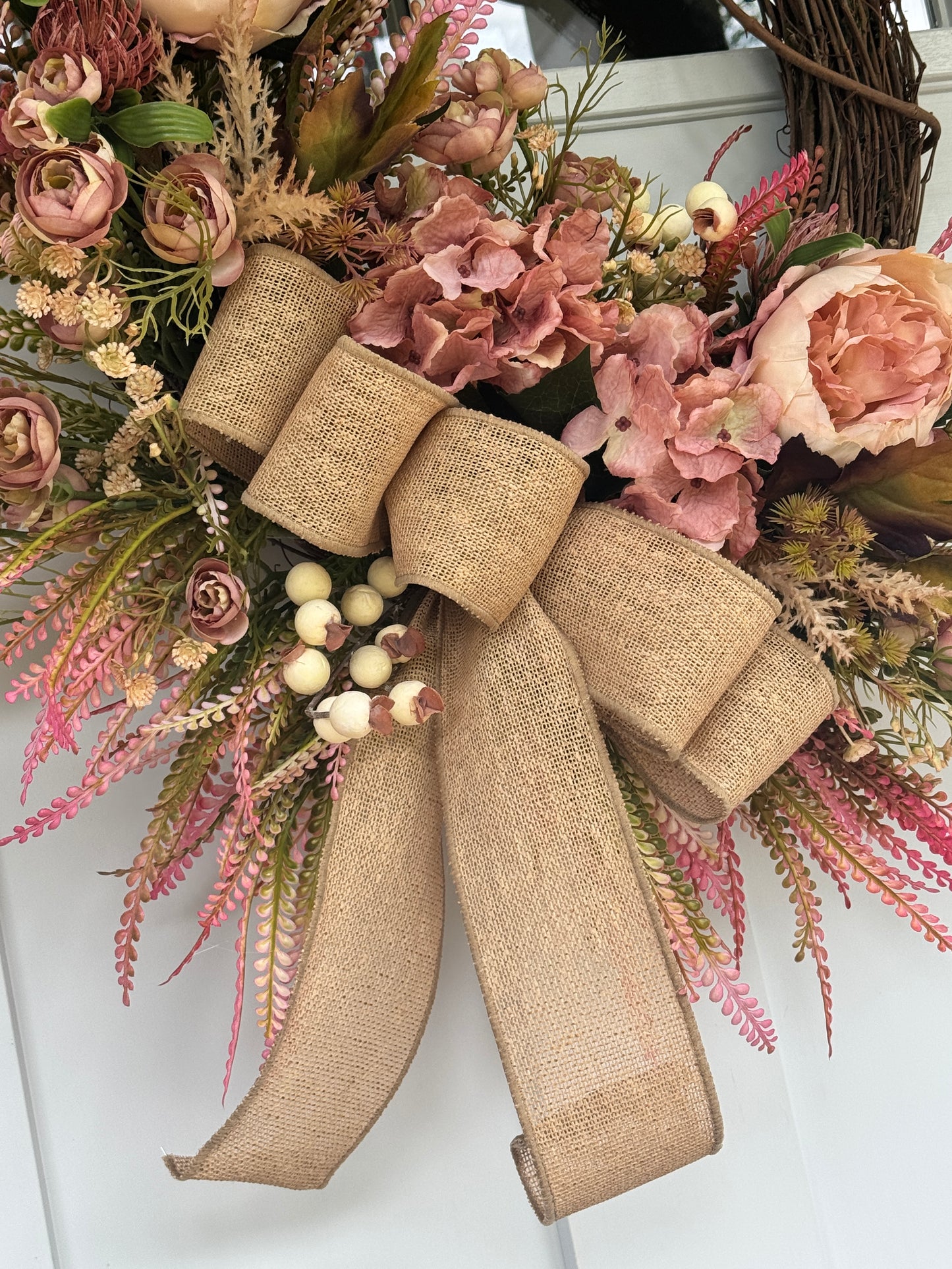 Dusty Rose Cozy Fall Wreath