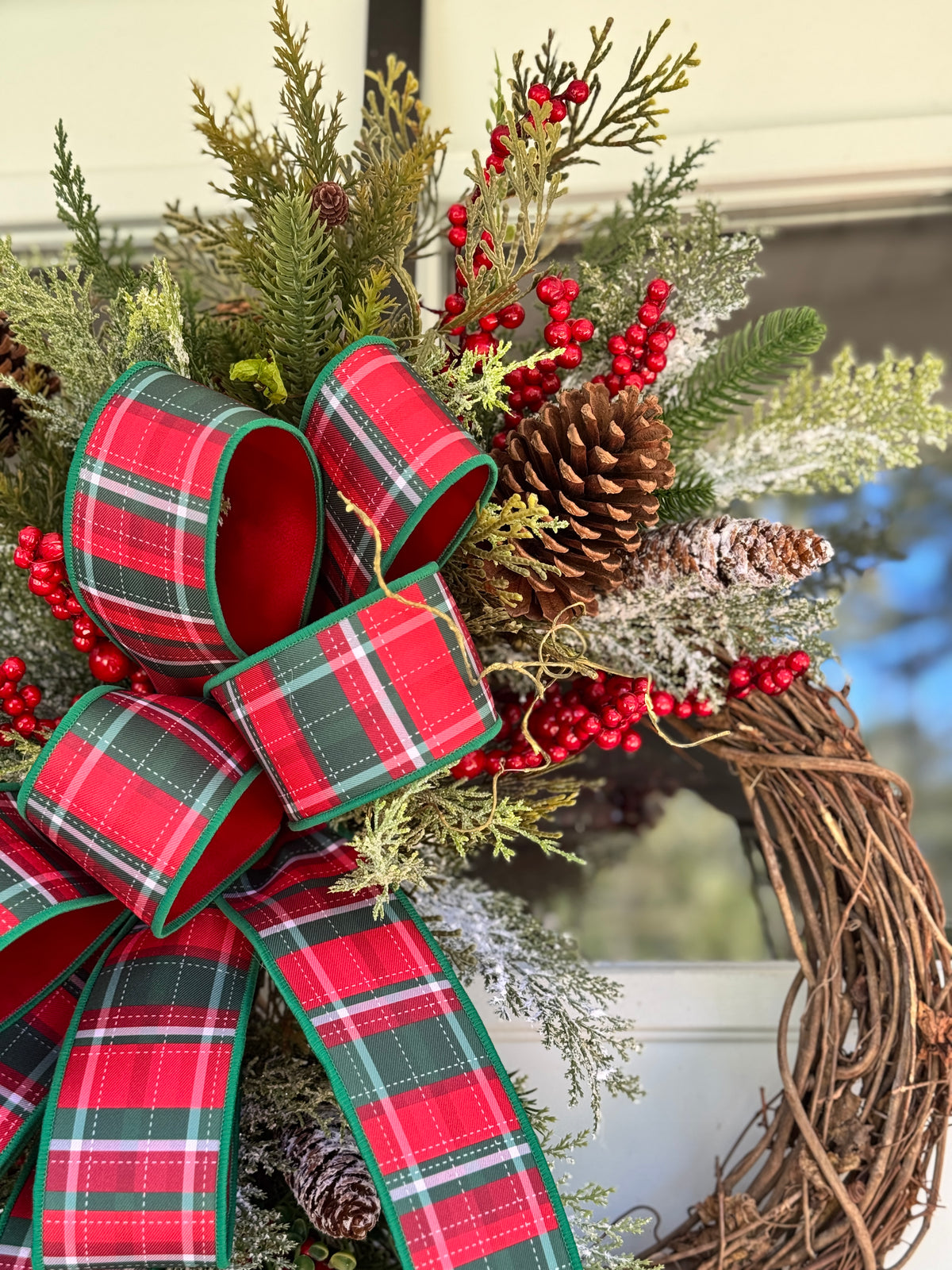 Large Christmas Winter Greenery Wreath
