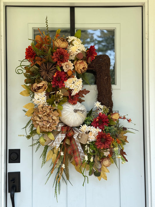XL Autumn Harvest Floral Moss Wreath