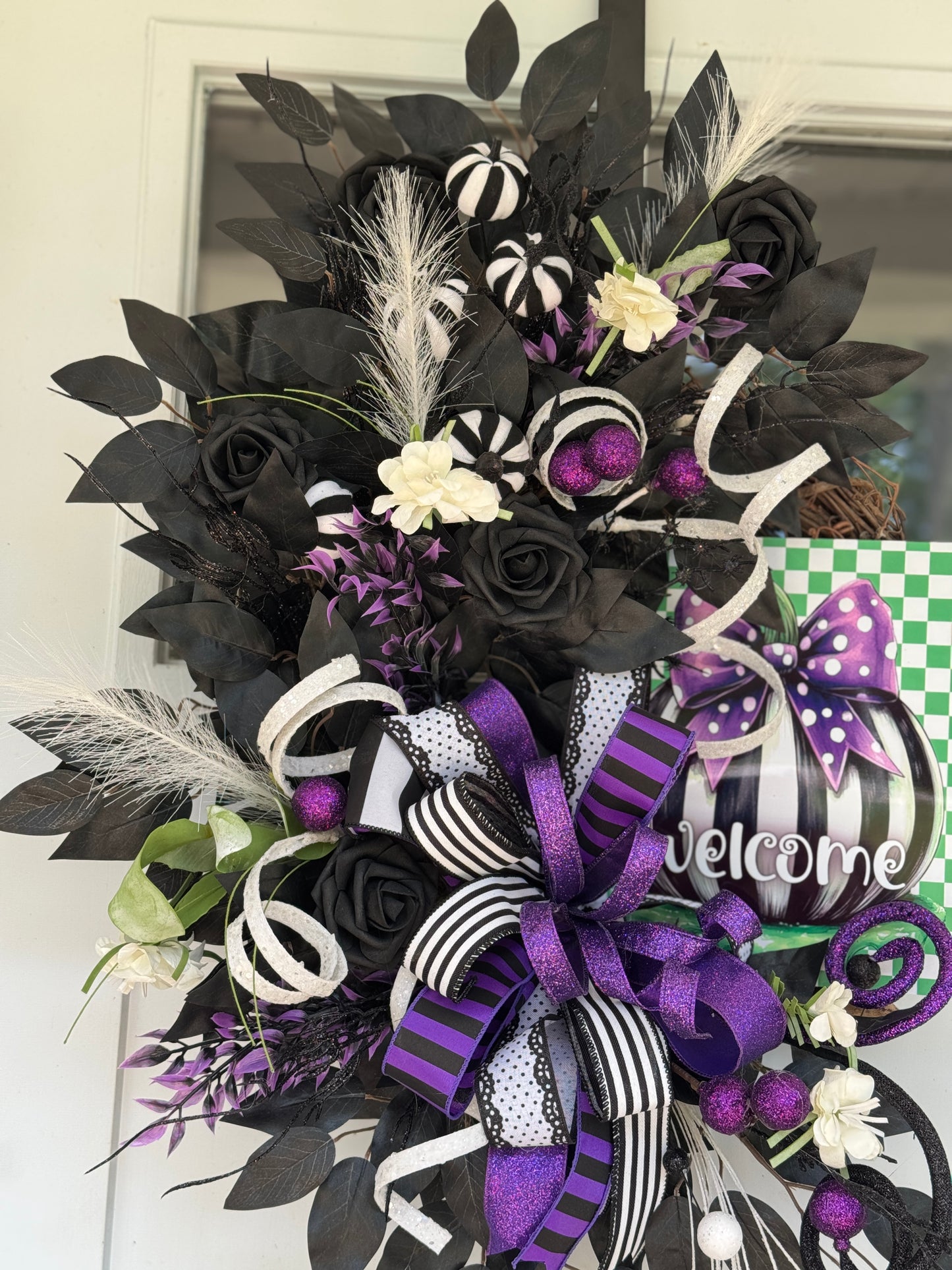 Black and White Pumpkin Halloween Wreath