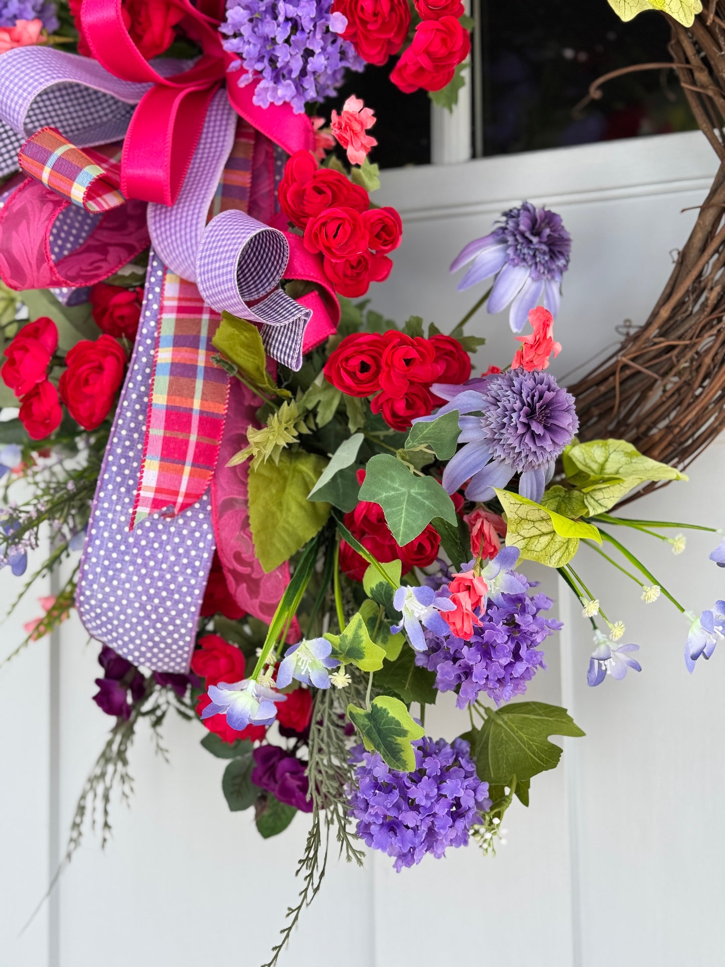 Hot Pink and Purple Floral Wreath
