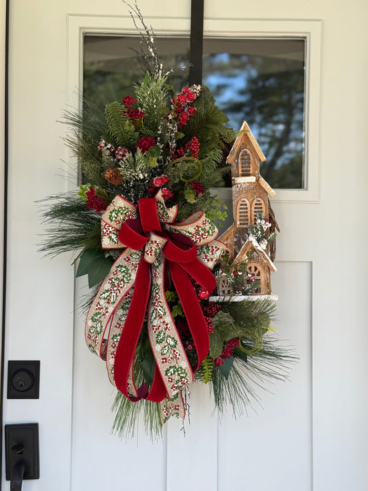 Large Rustic Church Winter/Holiday Wreath