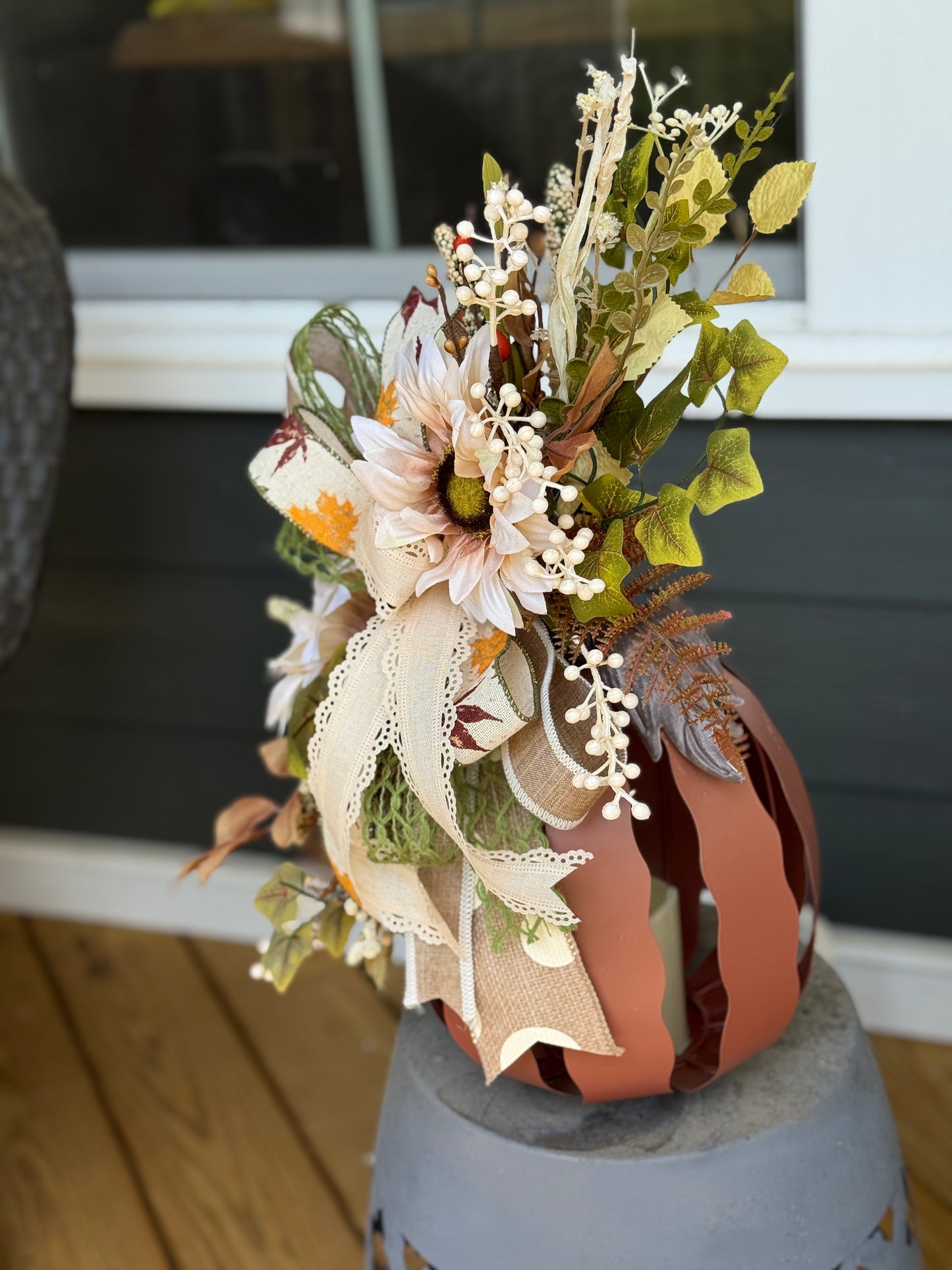 Elegant Pumpkin Floral Arrangement Centerpiece
