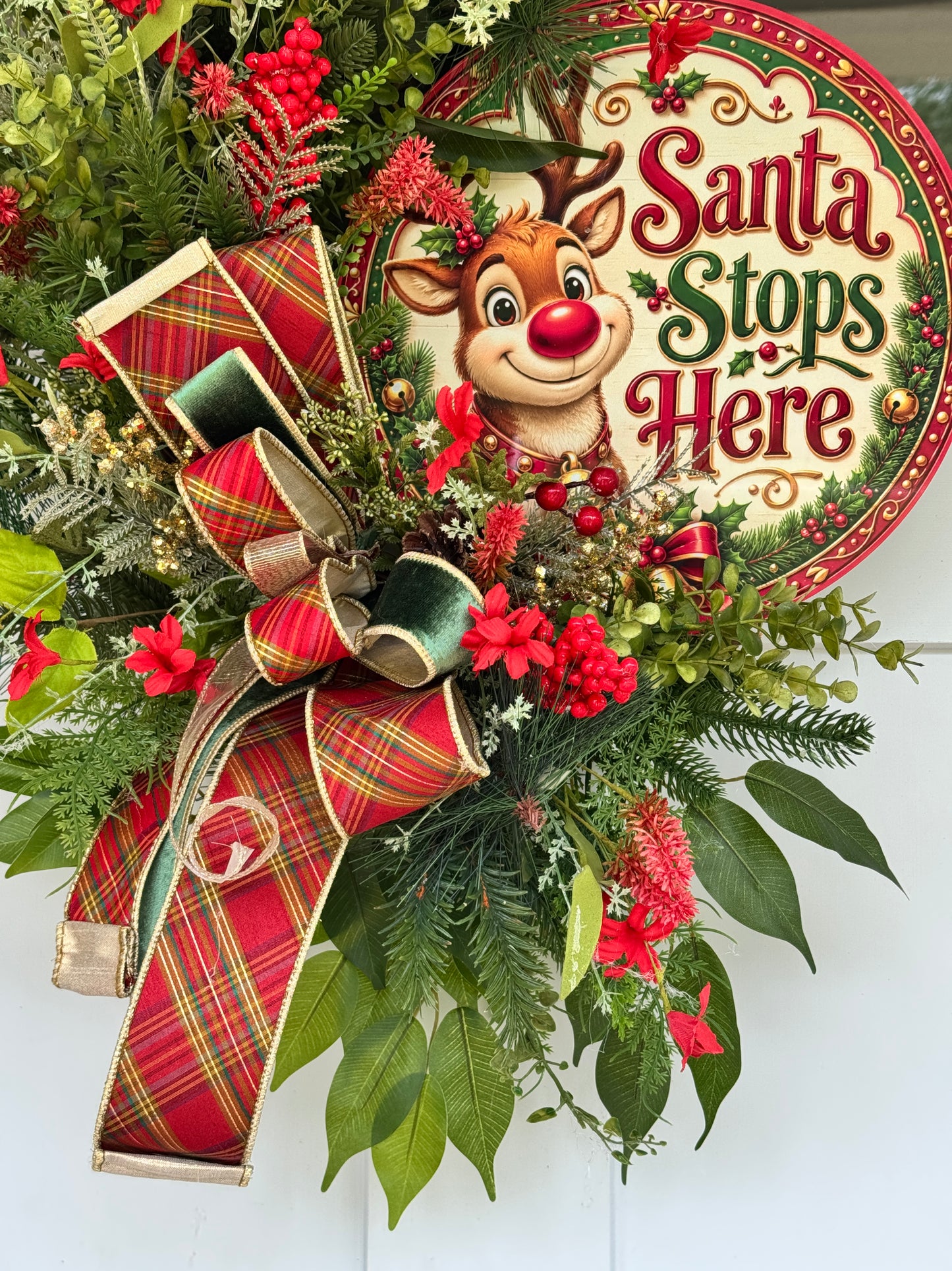 Santa Stops Here Wreath