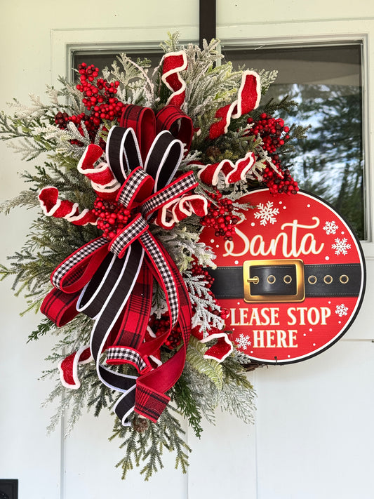 “Santa Please Stop Here” Christmas Wreath