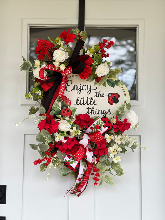 Enjoy The Little Things Ladybug Wreath