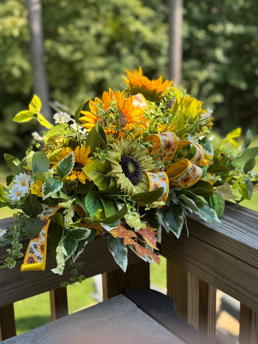 Sunflower and Greenery Fall Centerpiece/Arrangement