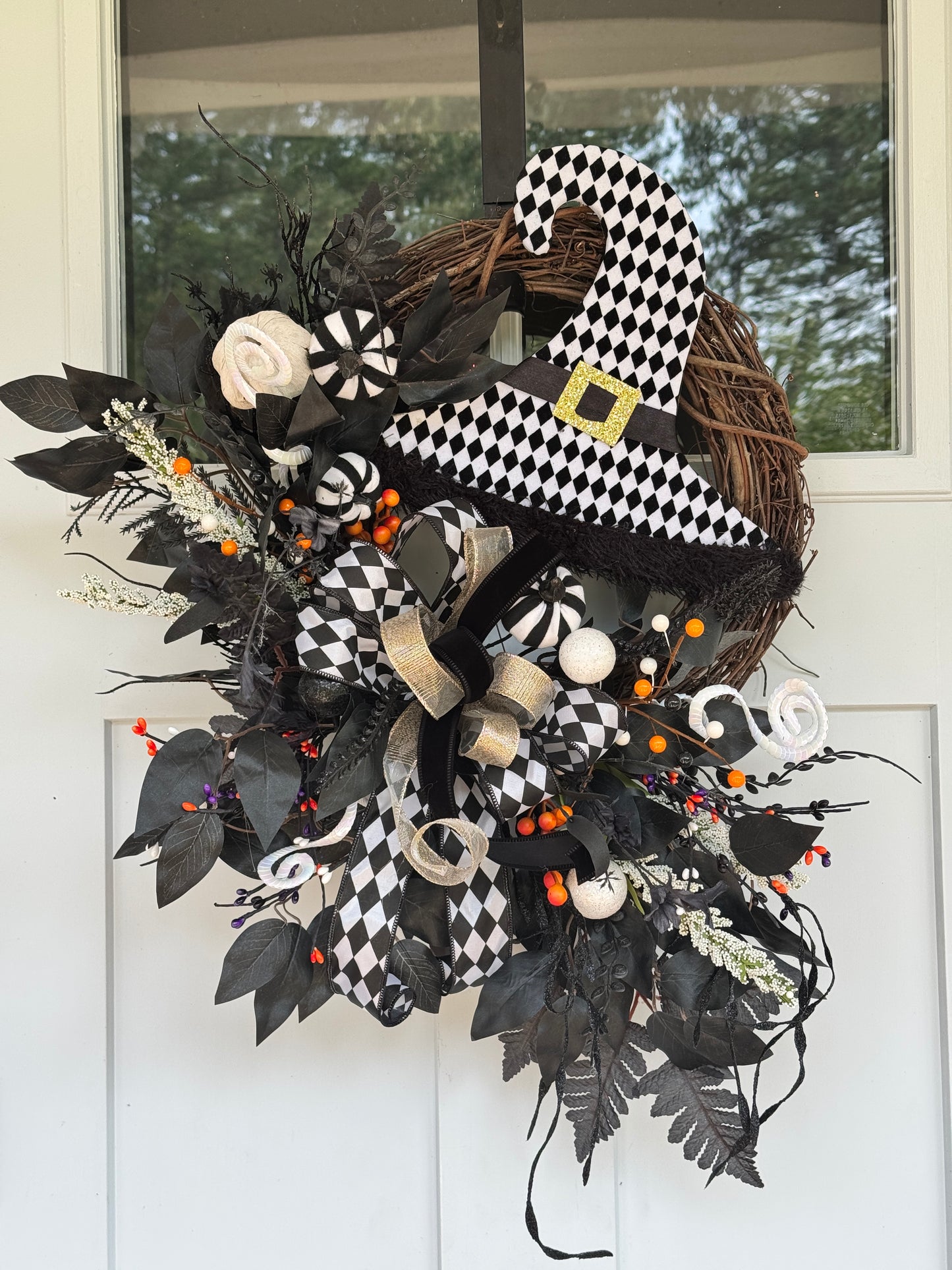 Black & White Harlequin Witch Wreath