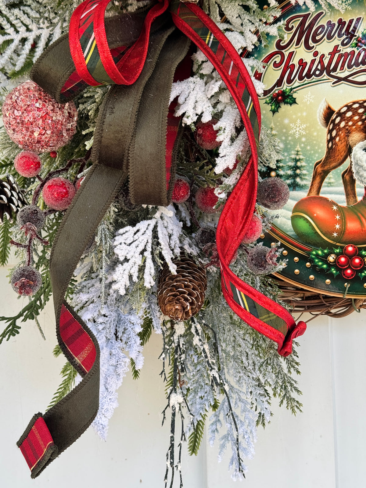 Adorable Deer “Merry Christmas” Wreath