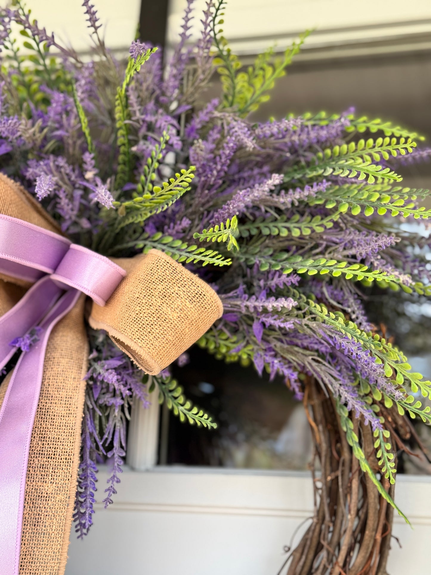 Lavender Everyday Wreath with Burlap Bow