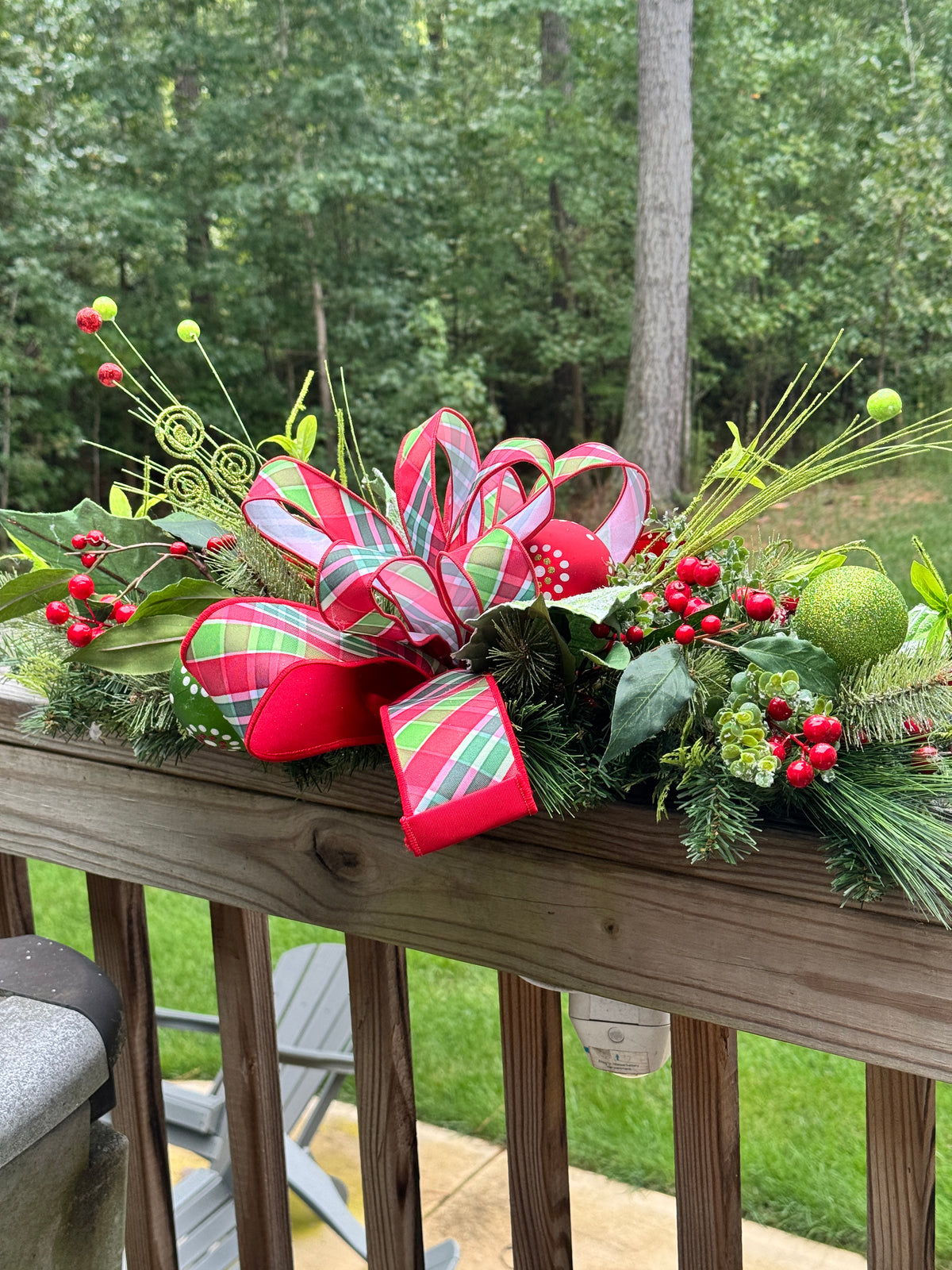 Vibrant Red & Lime Green Christmas Arrangement