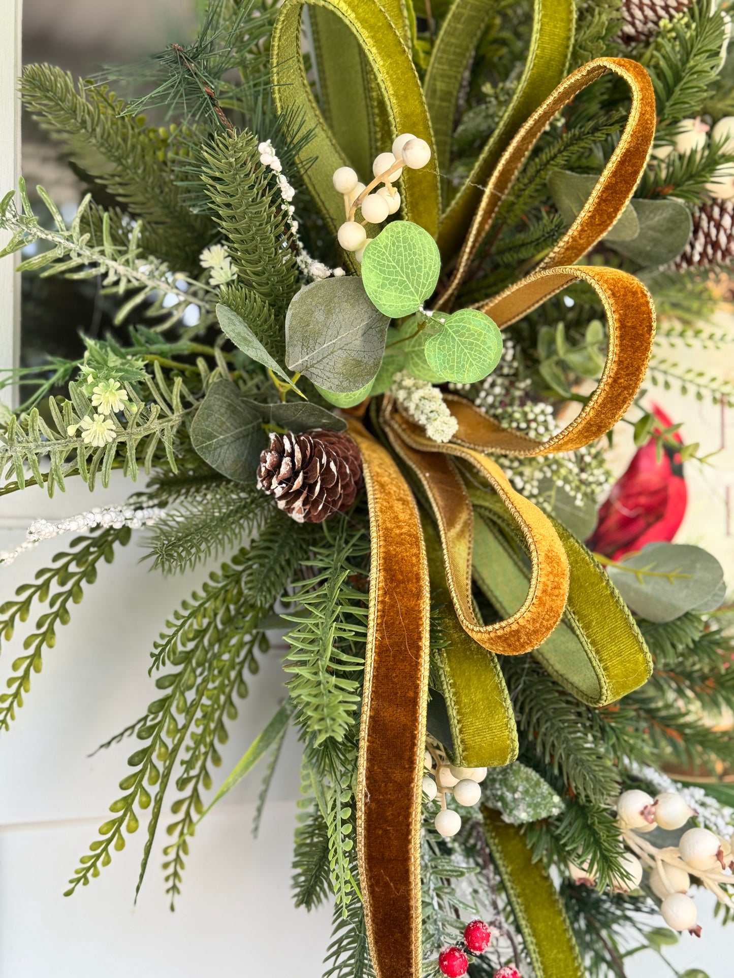 Rustic Peace on Earth Cardinal Wreath