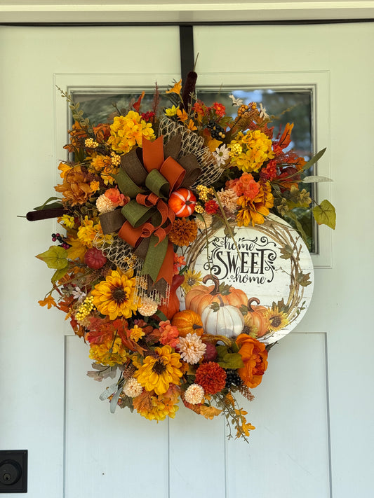 Autumn Harvest Home Sweet Home Wreath