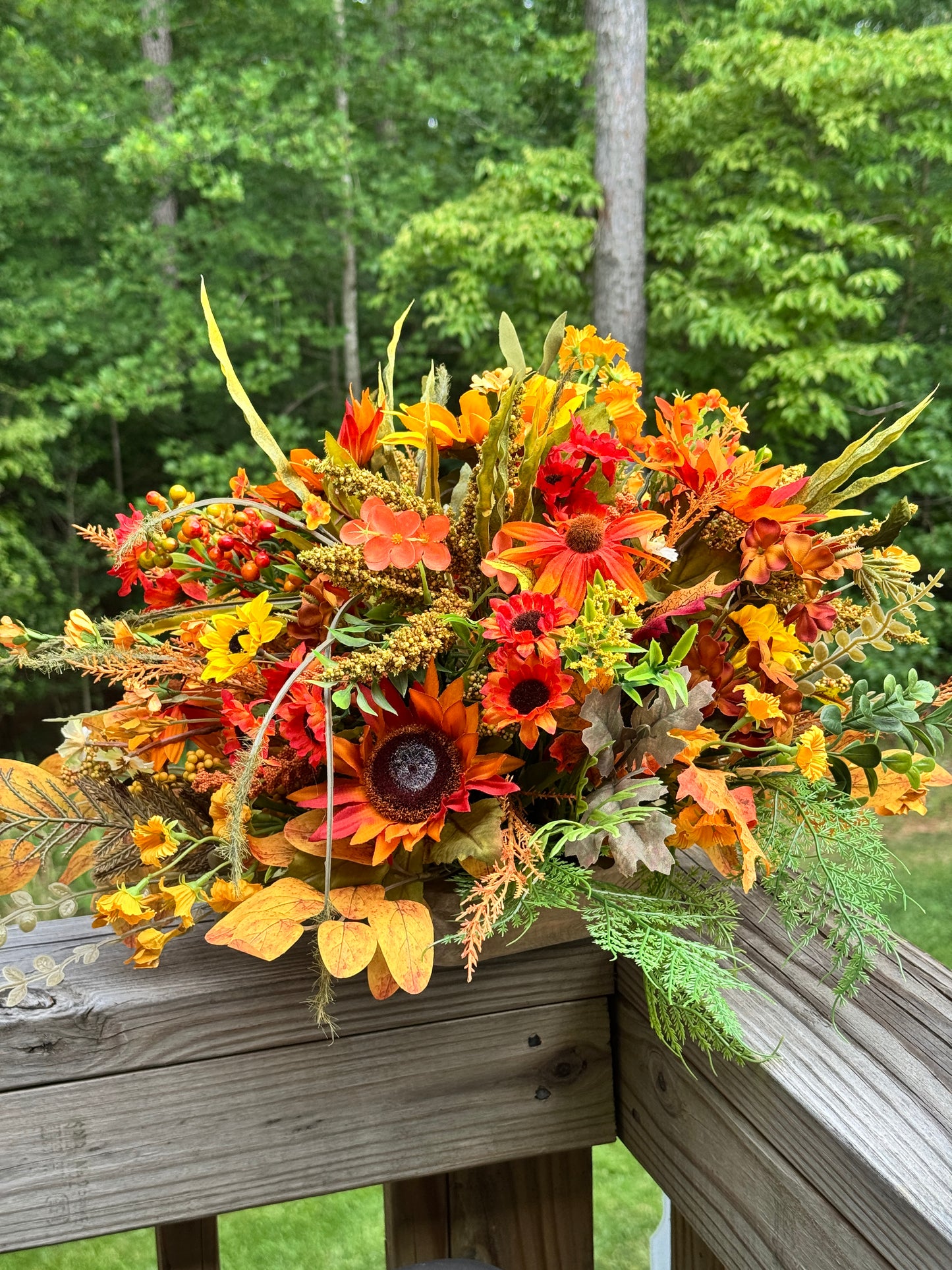 Fall Sunflower Dough Bowl Centerpiece