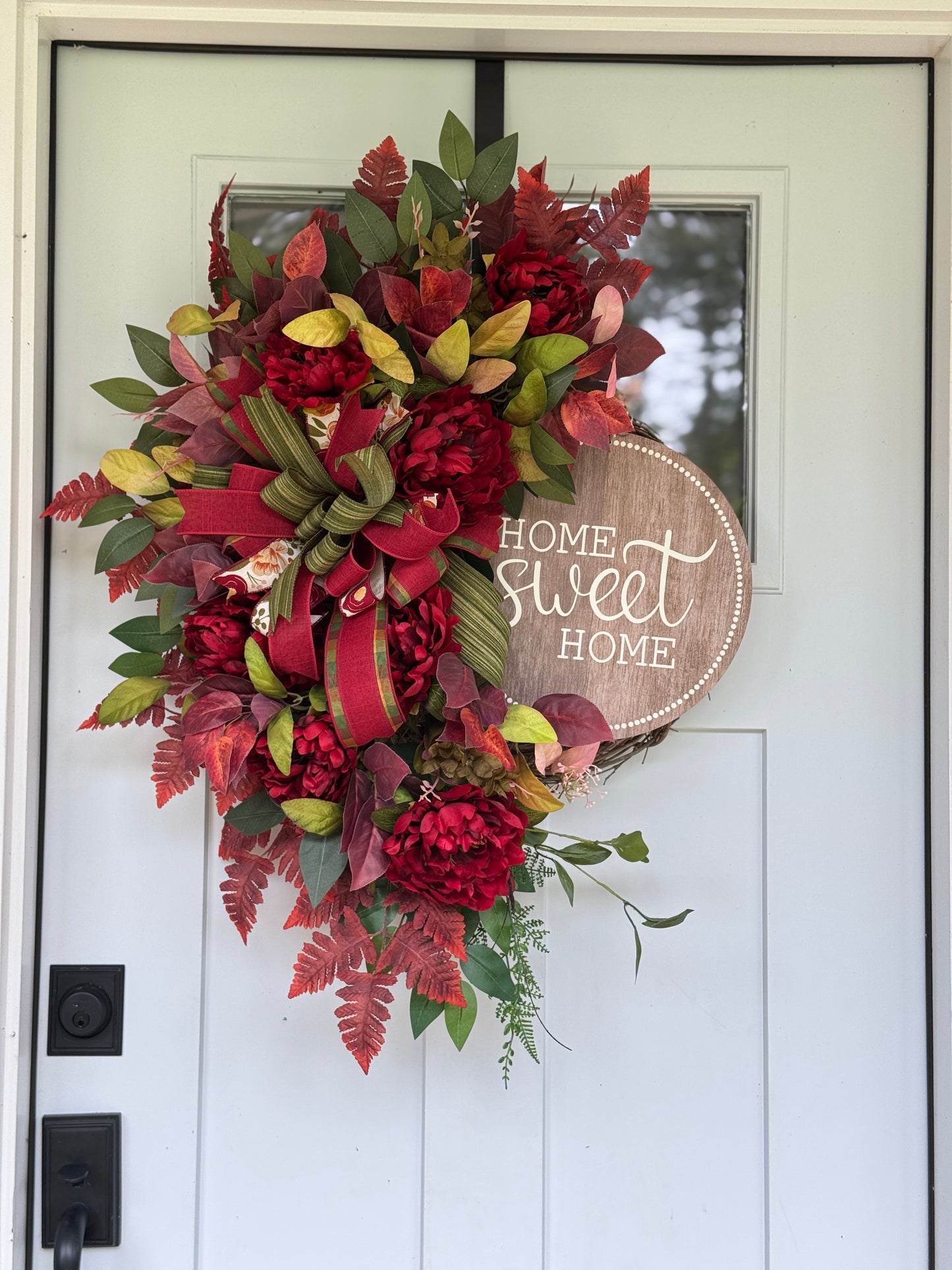 Burgundy and Moss Floral Wreath