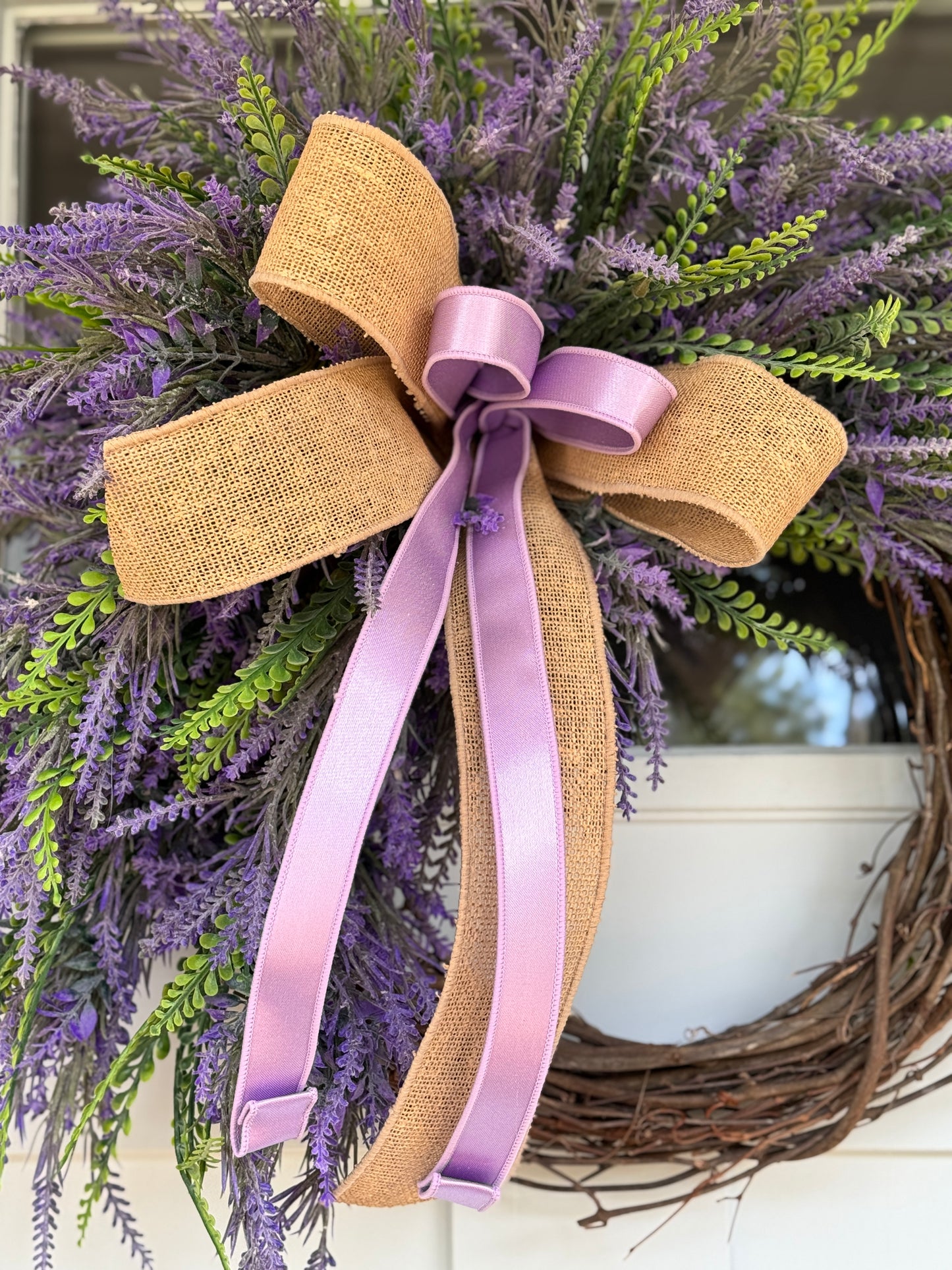 Lavender Everyday Wreath with Burlap Bow