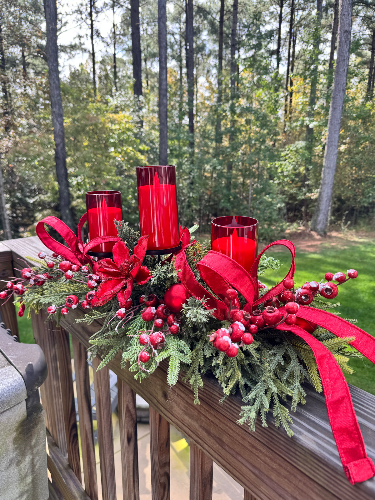 Red Poinsettia Christmas Centerpiece
